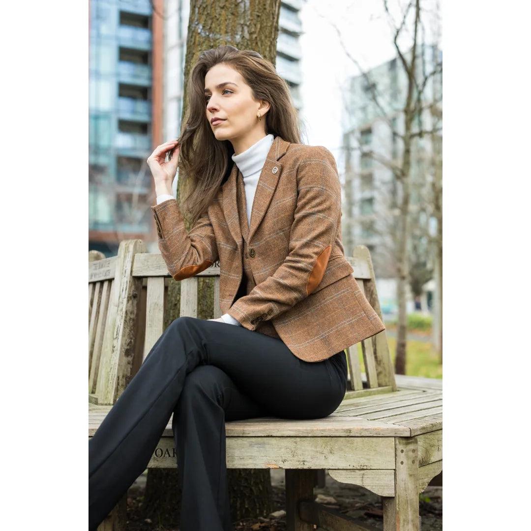 TPSTZ73 - Chaleco de tweed marrón roble para mujer