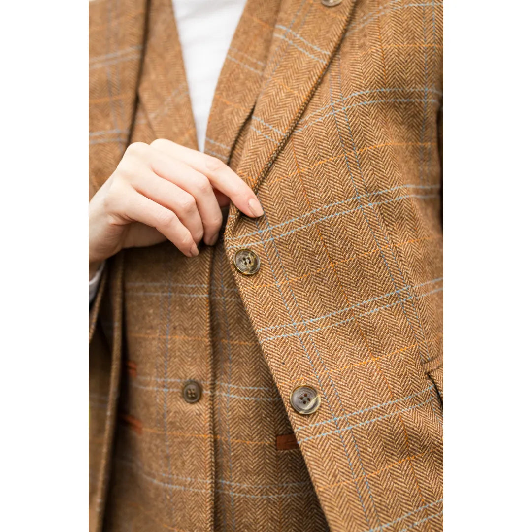 TPSTZ73 - Chaleco de tweed marrón roble para mujer