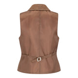 TPSTZ73 - Chaleco de tweed marrón roble para mujer