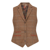 TPSTZ73 - Chaleco de tweed marrón roble para mujer
