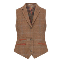 TPSTZ73 - Chaleco de tweed marrón roble para mujer