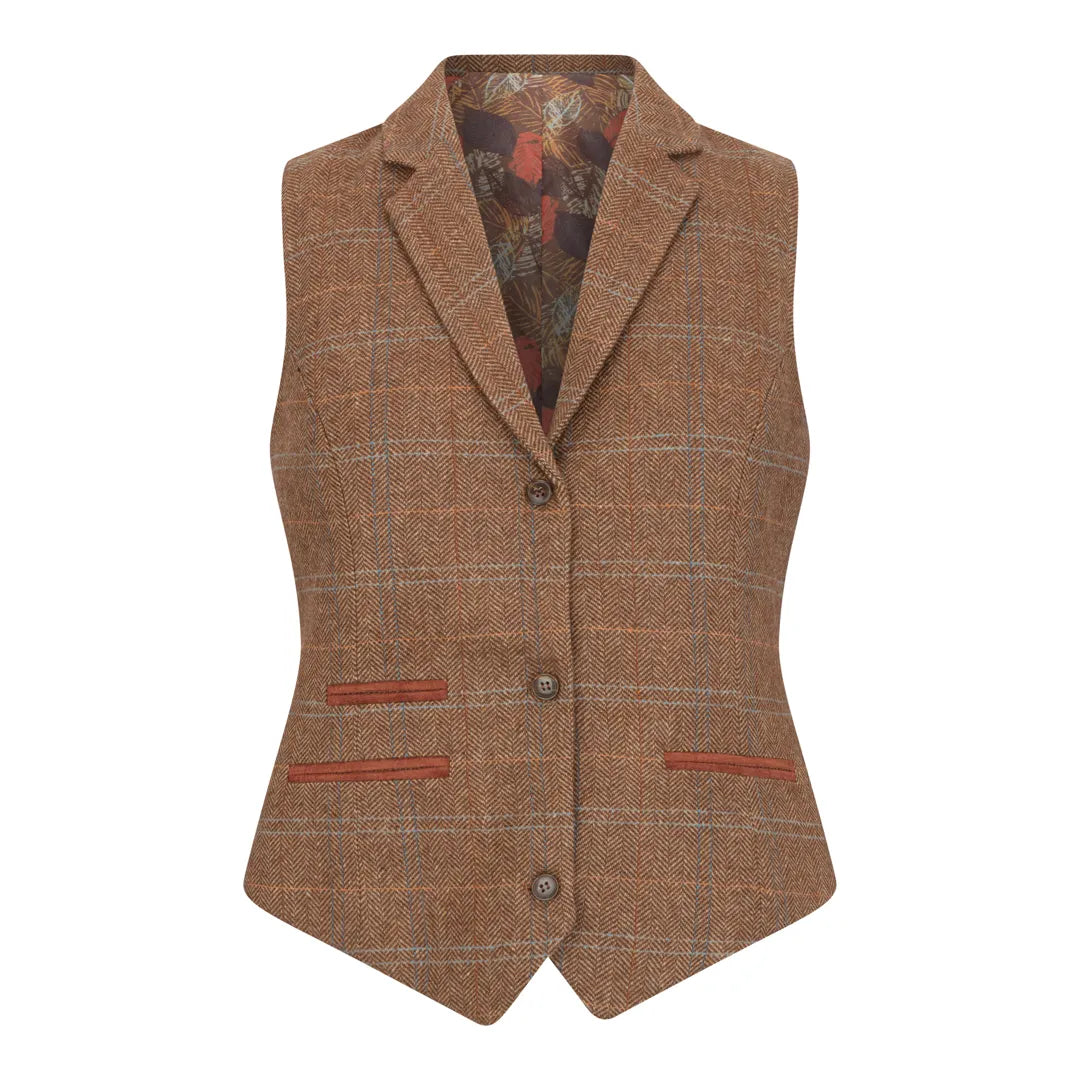 TPSTZ73 - Chaleco de tweed marrón roble para mujer