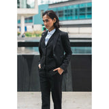 TPW-13 - Traje de tres piezas liso negro para mujer