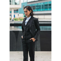 TPW-13 - Traje de tres piezas liso negro para mujer