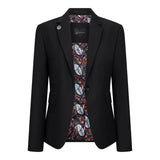 TPW-13 - Traje de tres piezas liso negro para mujer