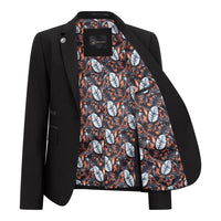 TPW-13 - Traje de tres piezas liso negro para mujer