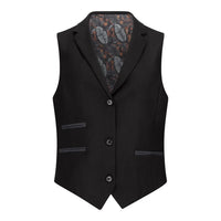 TPW-13 - Traje de tres piezas liso negro para mujer
