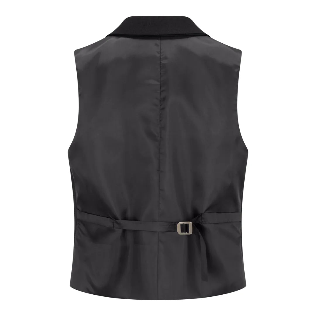 TPW-13 - Traje de tres piezas liso negro para mujer