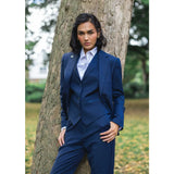 TPW-14 - Traje de tres piezas azul marino liso para mujer