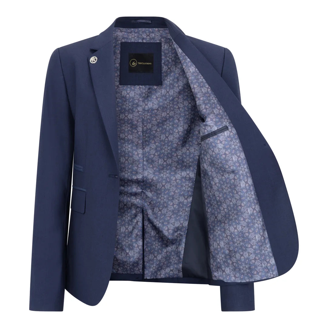 TPW-14 - Traje de tres piezas azul marino liso para mujer