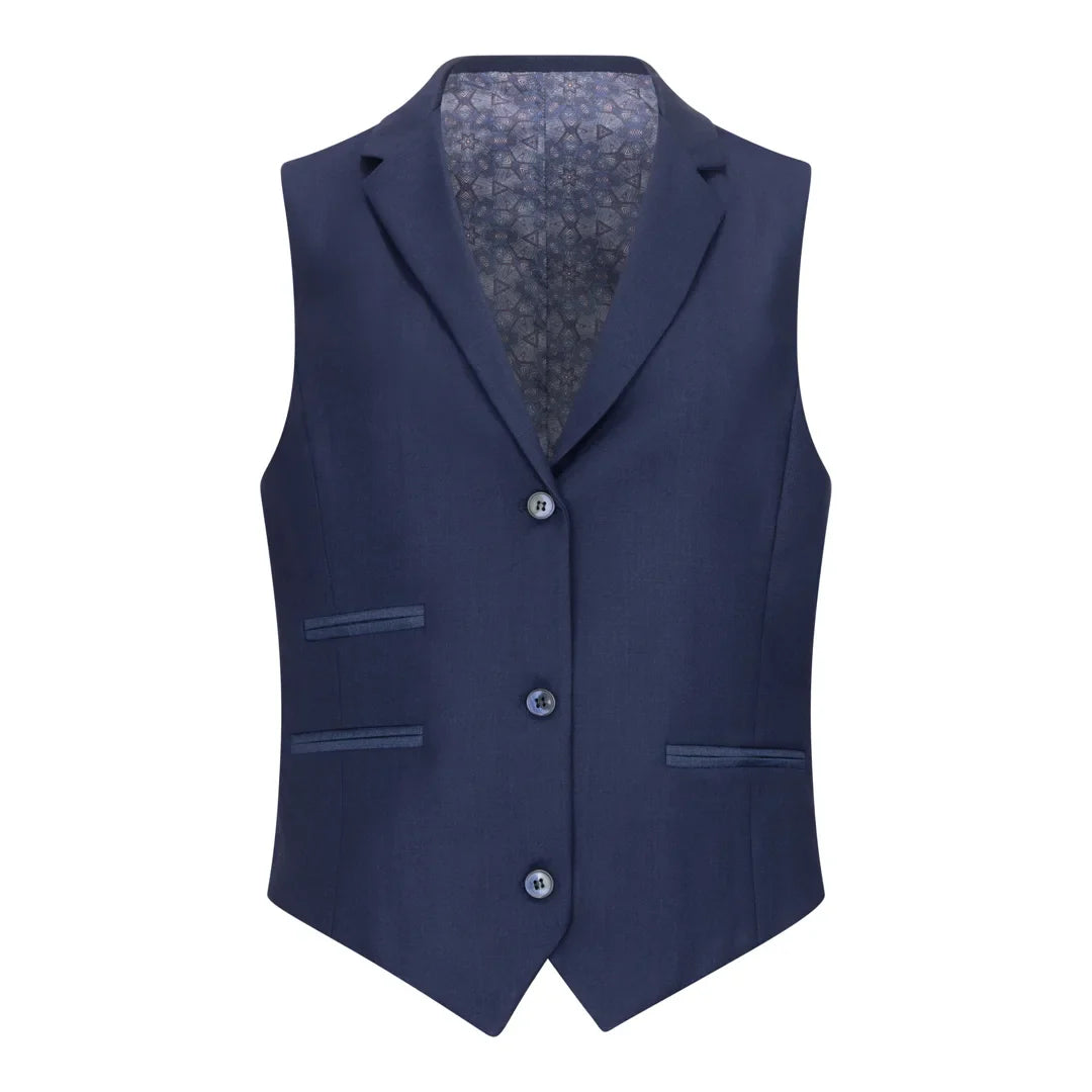 TPW-14 - Traje de tres piezas azul marino liso para mujer