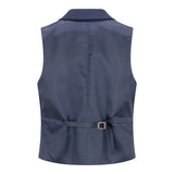 TPW-14 - Traje de tres piezas azul marino liso para mujer