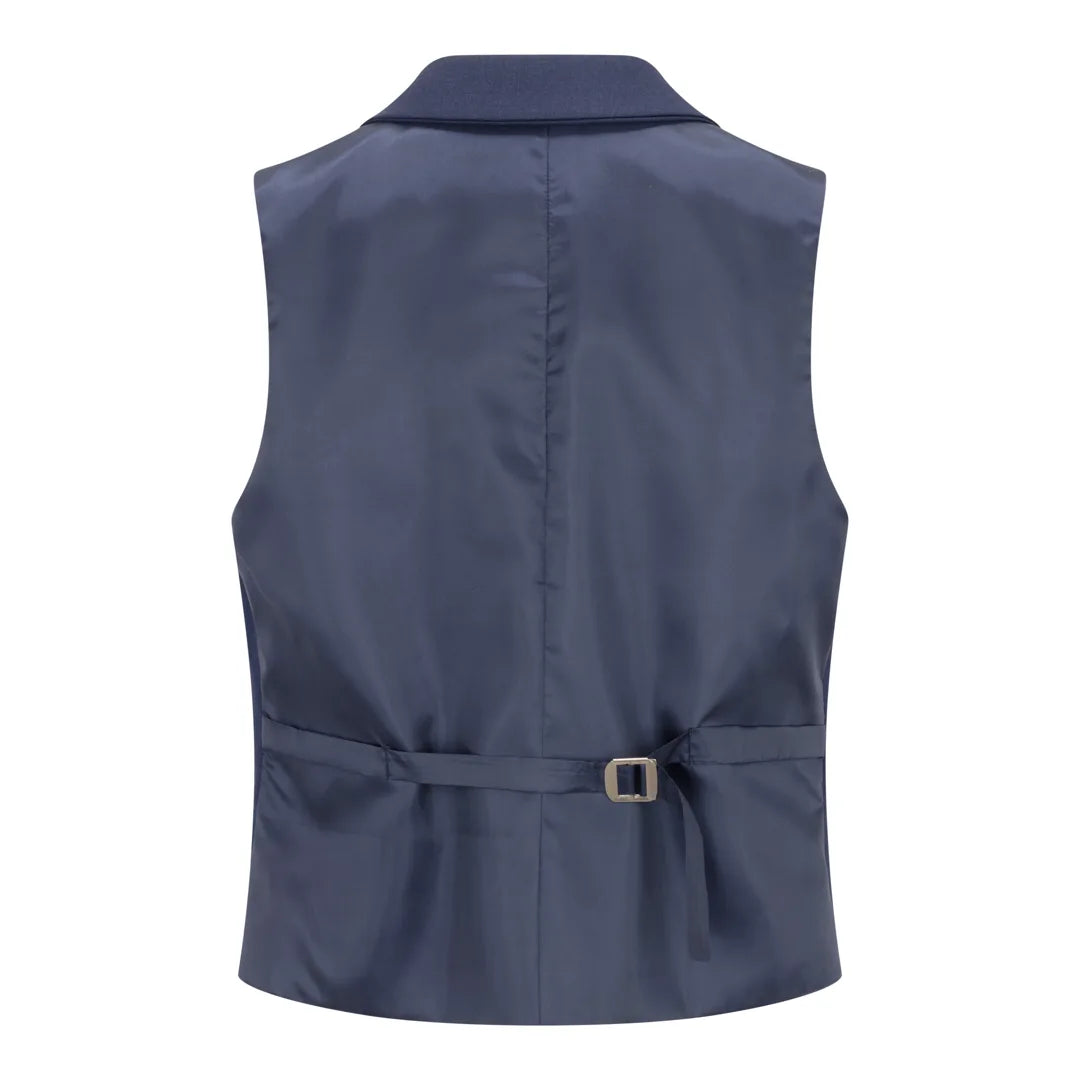 TPW-14 - Traje de tres piezas azul marino liso para mujer