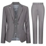 TPW-15 - Traje de tres piezas gris liso para mujer