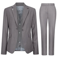 TPW-15 - Traje de tres piezas gris liso para mujer