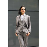 TPW-15 - Traje de tres piezas gris liso para mujer