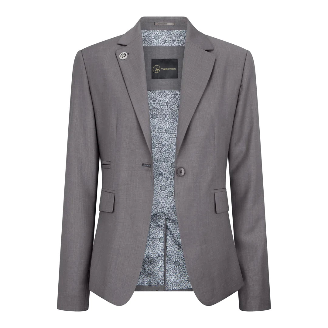 TPW-15 - Traje de tres piezas gris liso para mujer