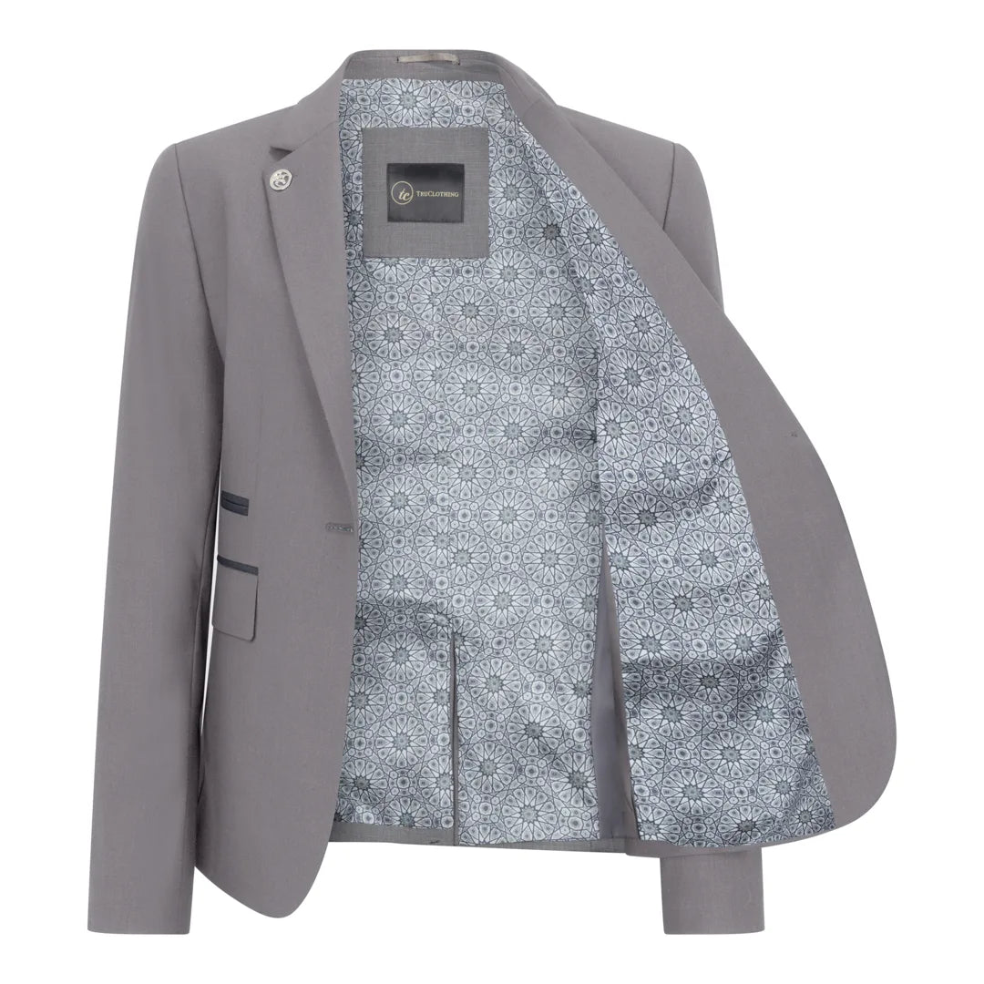 TPW-15 - Traje de tres piezas gris liso para mujer