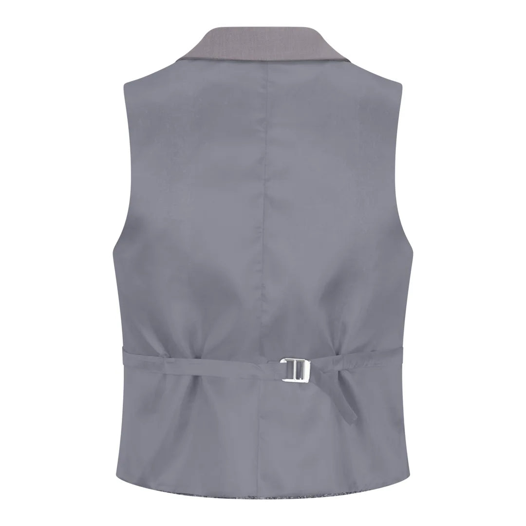 TPW-15 - Traje de tres piezas gris liso para mujer