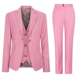 TP-16 - Traje de tres piezas liso rosa para mujer