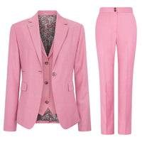 TP-16 - Traje de tres piezas liso rosa para mujer