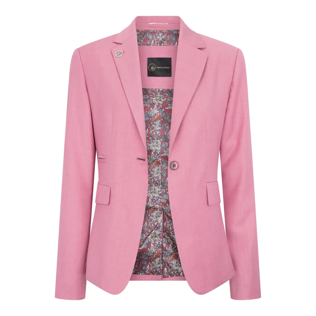 TP-16 - Traje de tres piezas liso rosa para mujer