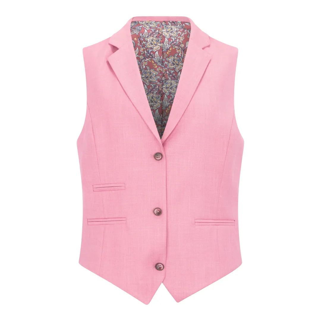 TP-16 - Traje de tres piezas liso rosa para mujer