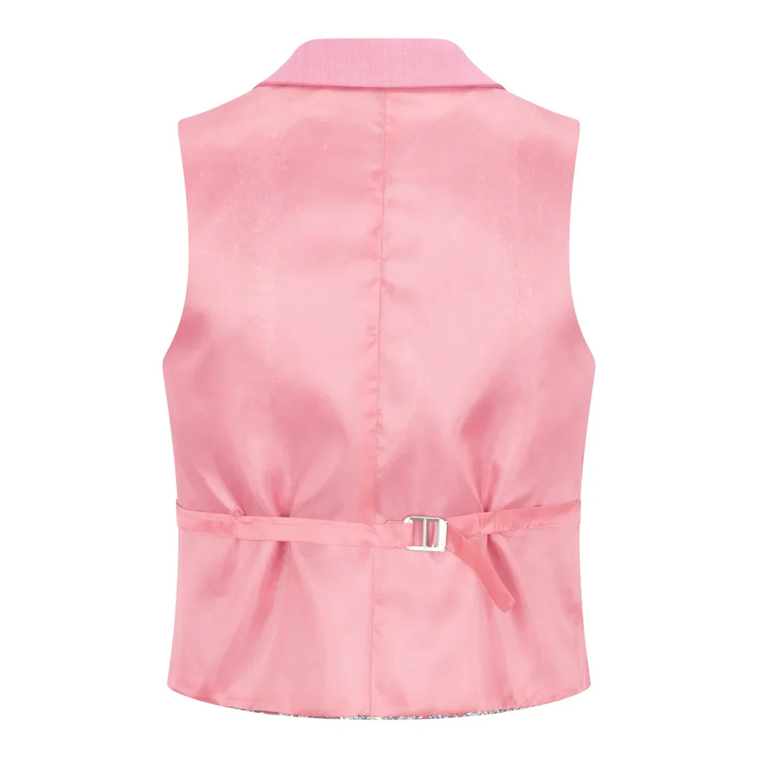 TP-16 - Traje de tres piezas liso rosa para mujer
