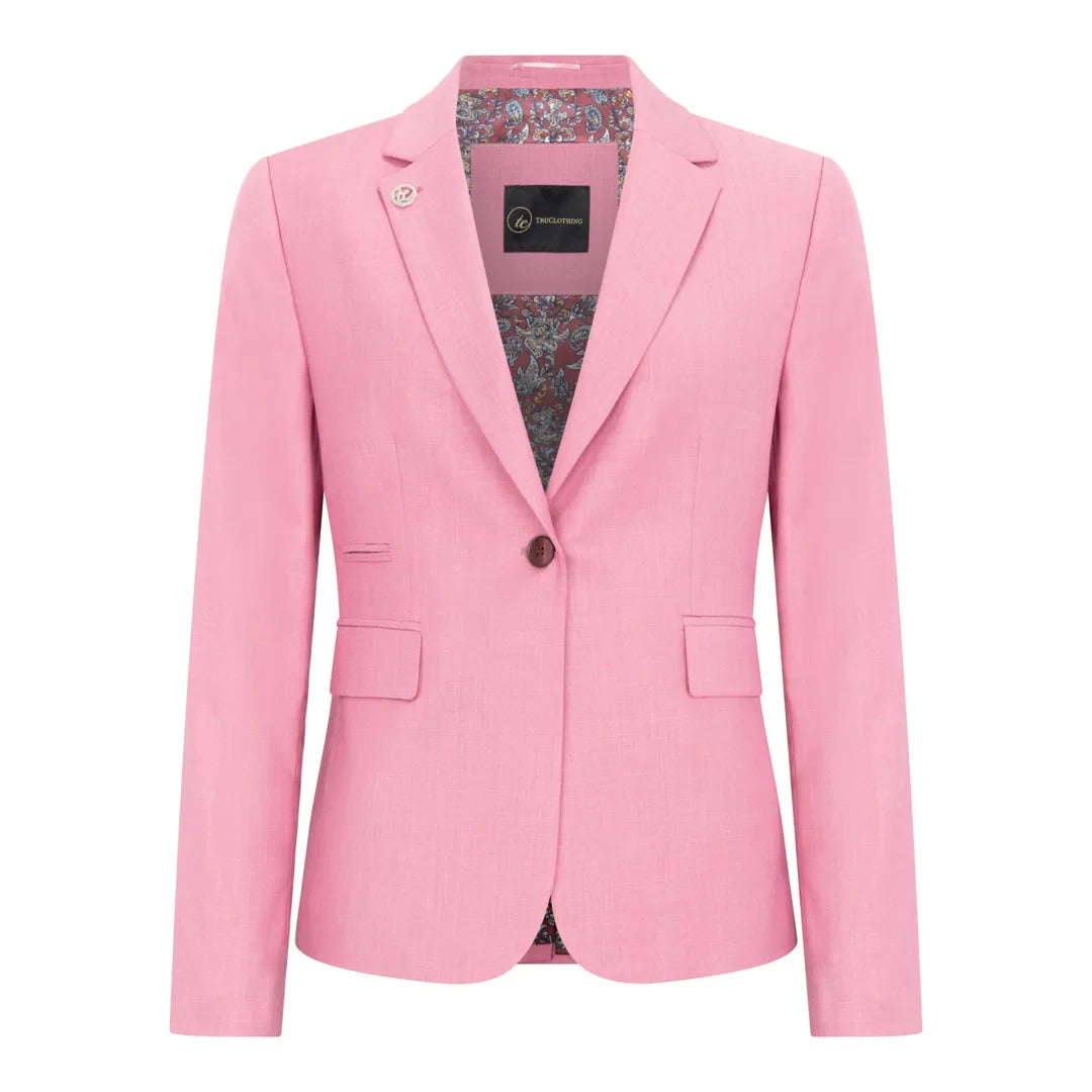 TP-16 - Traje de tres piezas liso rosa para mujer