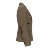 TPW-20 - Blazer de mujer de mezcla de lana marrón con estampado de pata de gallo y tweed