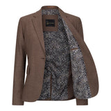 TPW50 - Traje de tres piezas marrón con estampado Príncipe de Gales para mujer
