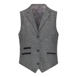 TPW51 - Traje de tres piezas gris con estampado Príncipe de Gales para mujer