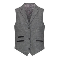 TPW51 - Traje de tres piezas gris con estampado Príncipe de Gales para mujer