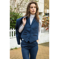 TPW52 - Traje de tres piezas azul marino con estampado Príncipe de Gales para mujer