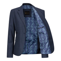 TPW52 - Traje de tres piezas azul marino con estampado Príncipe de Gales para mujer