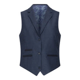 TPW52 - Traje de tres piezas azul marino con estampado Príncipe de Gales para mujer