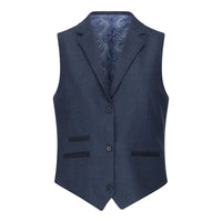 TPW52 - Traje de tres piezas azul marino con estampado Príncipe de Gales para mujer