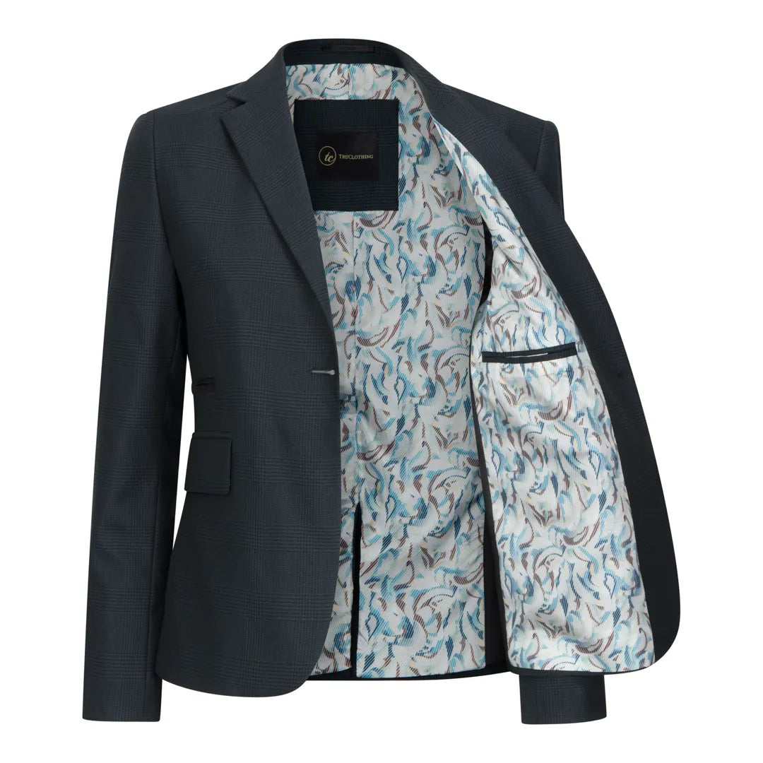 TPW53 - Traje de tres piezas verde con estampado Príncipe de Gales para mujer