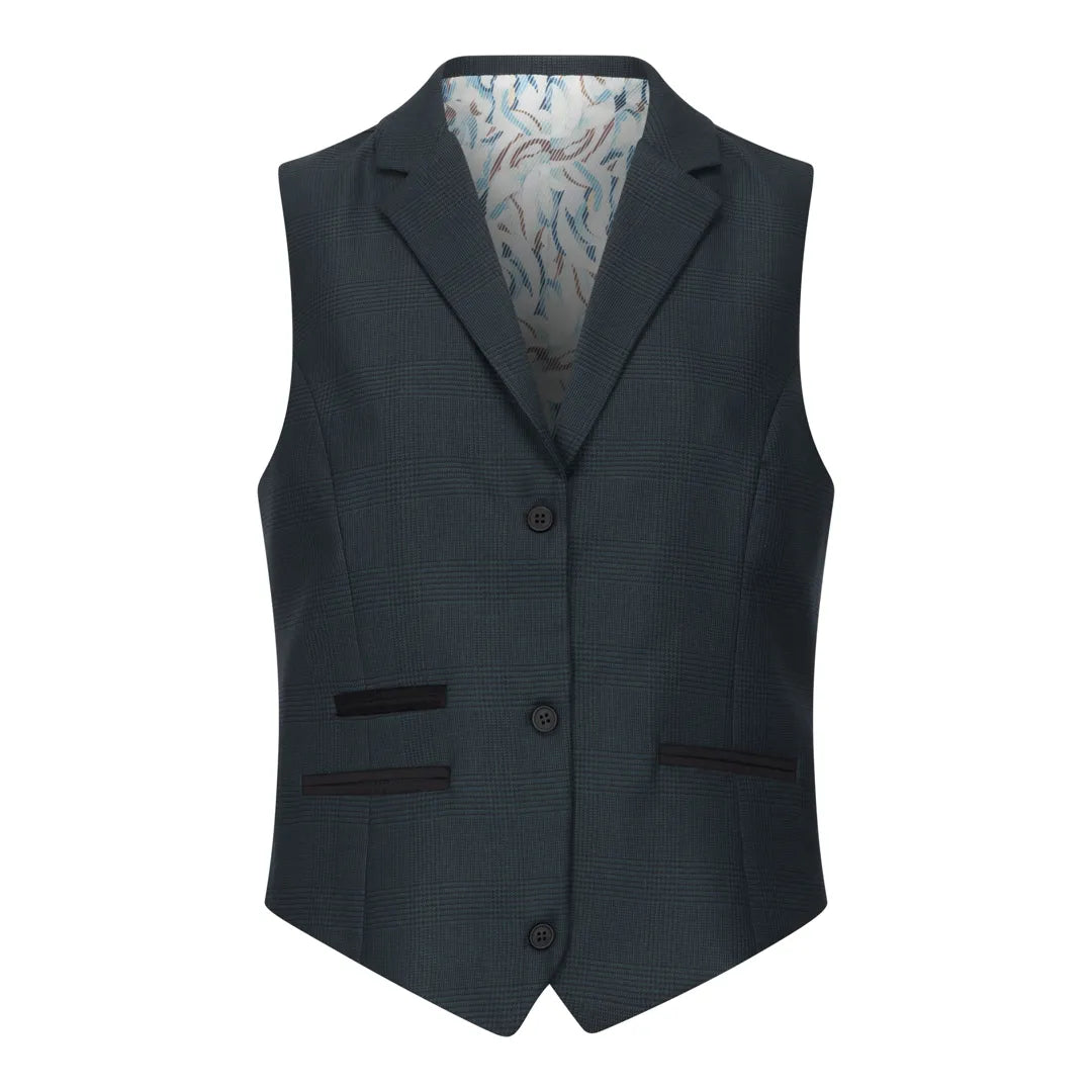 TPW53 - Traje de tres piezas verde con estampado Príncipe de Gales para mujer