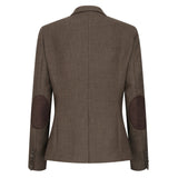 TPW-AK-06 - Traje de tres piezas de tweed con estampado de espiga para mujer, color marrón.