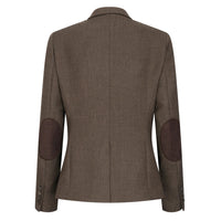 TPW-AK-06 - Traje de tres piezas de tweed con estampado de espiga para mujer, color marrón.