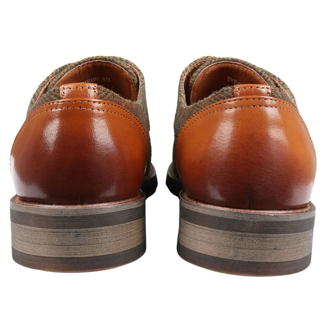 Theon - Zapatos Oxford de cuero y tweed para hombre
