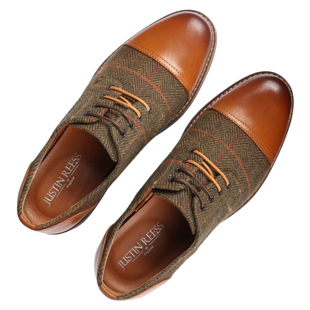 Theon - Zapatos Oxford de cuero y tweed para hombre