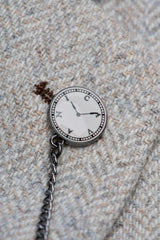 Thomas - Traje de tweed de mezcla de lana gris de 3 piezas para hombre