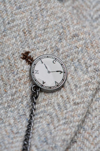 Thomas - Traje de tweed de mezcla de lana gris de 3 piezas para hombre