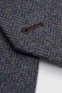 Thomas - Traje de tres piezas de tweed de mezcla de lana azul marino para hombre