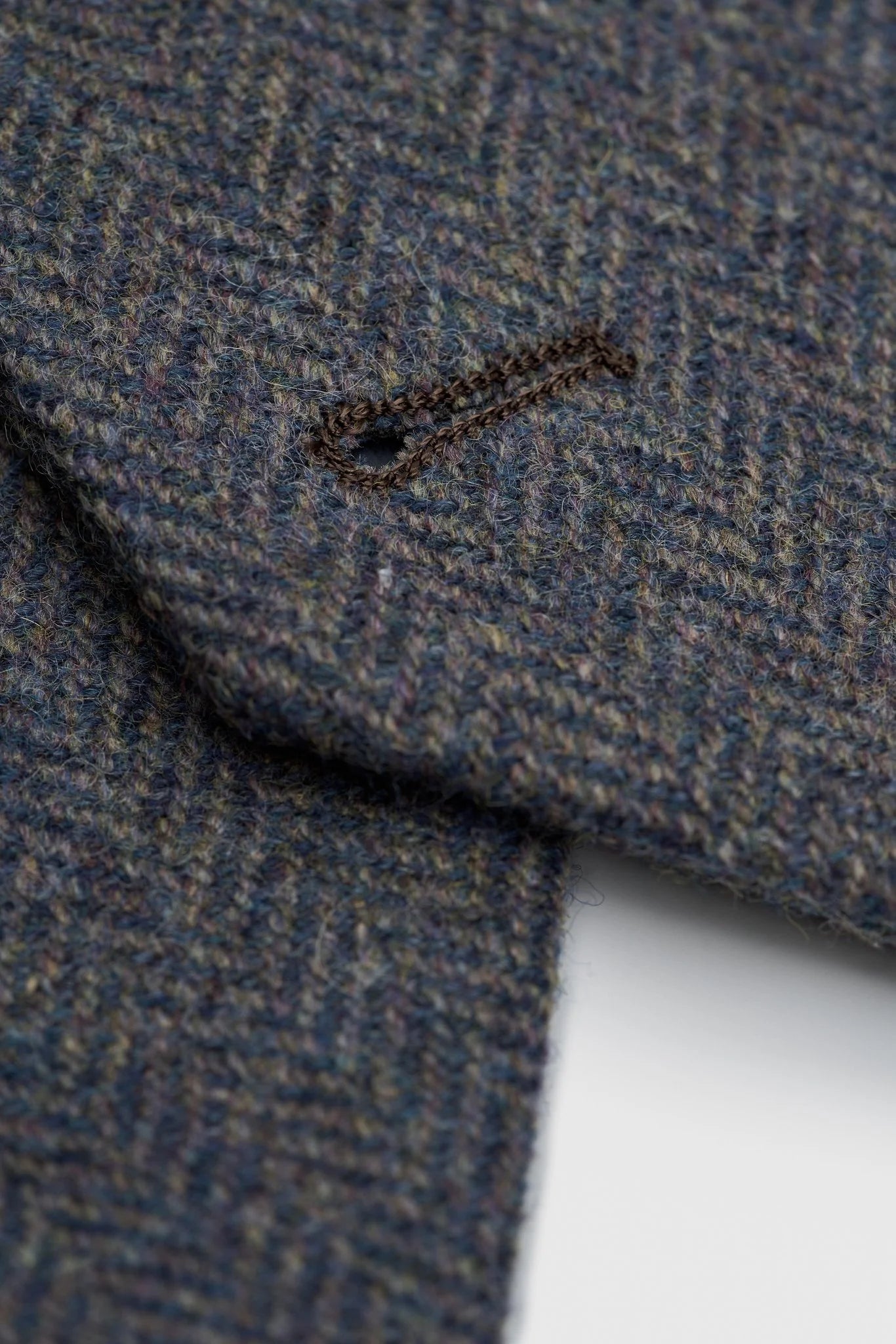 Thomas - Traje de tres piezas de tweed de mezcla de lana azul marino para hombre