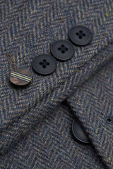 Thomas - Traje de tres piezas de tweed de mezcla de lana azul marino para hombre