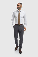 Thomas - Traje de tres piezas de tweed de mezcla de lana azul marino para hombre