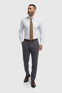 Thomas - Traje de tres piezas de tweed de mezcla de lana azul marino para hombre